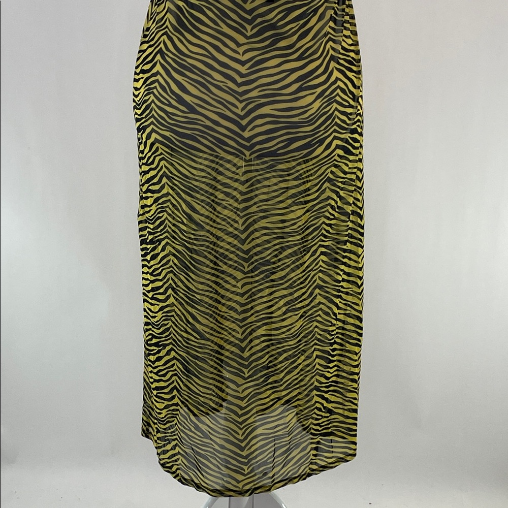 Yellow Zebra Mesh Swim Coverup, XL - Picture 6 of 9
